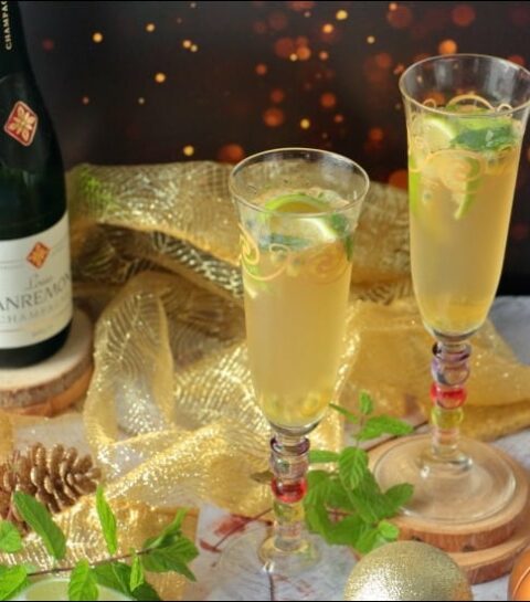 mojito royal au champagne et fruit de la passion