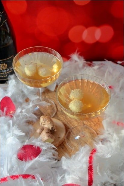 cocktail champagne gingembre Saint Valentin