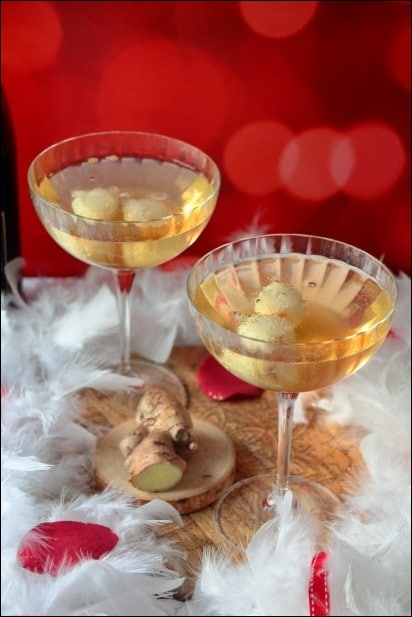 cocktail champagne gingembre litchis
