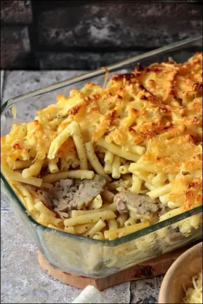 gratin pates andouille guemene fromage