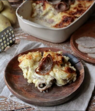 gratin parmentier à l'andouille et Pont-l'Evèque