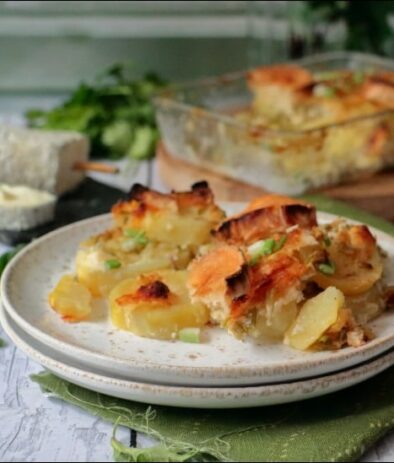 gratin de céleri et de pommes de terre au Sainte-Maure de Touraine