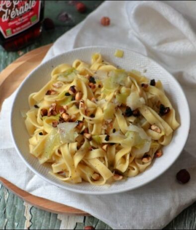 tagliatelles aux poireaux et sirop d'érable de Julie Andrieu