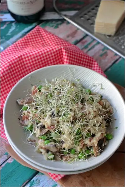 risotto petit pois et champignon
