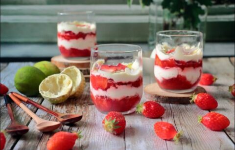 verrines de fraises au citron vert