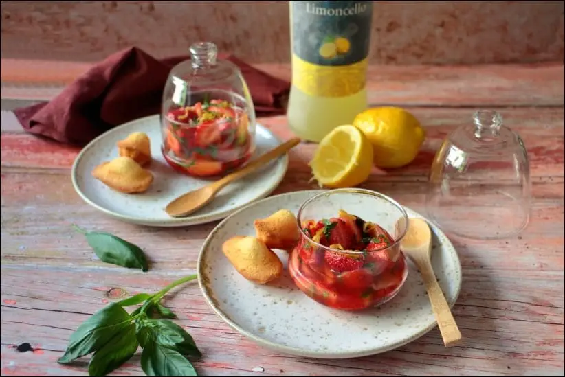 verrine fraises limoncello basilic