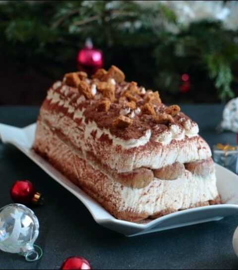 bûche de Noël tiramisu aux spéculoos