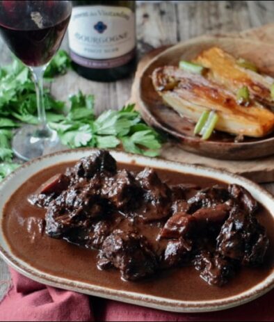 joues de boeuf façon bourguignon au chocolat