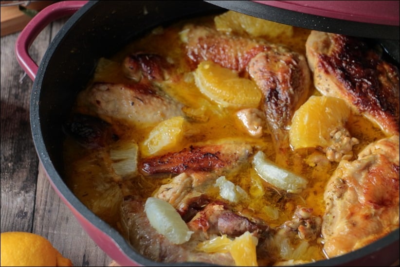 pintade aux agrumes au four