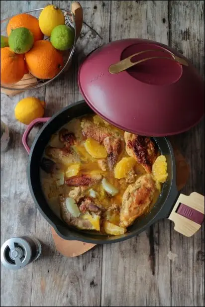 pintade aux agrumes en cocotte