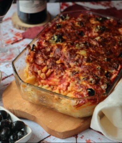gratin de macaronis comme une pizza