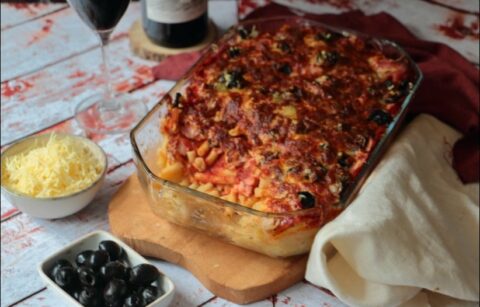 gratin de macaronis comme une pizza