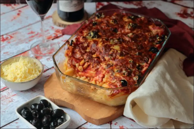 gratin de macaronis comme une pizza