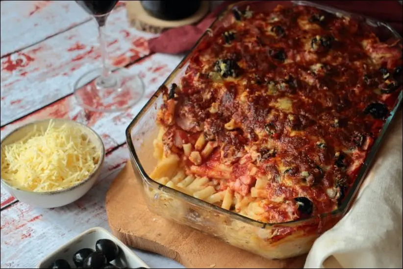 gratin macaroni au jambon sauce tomate