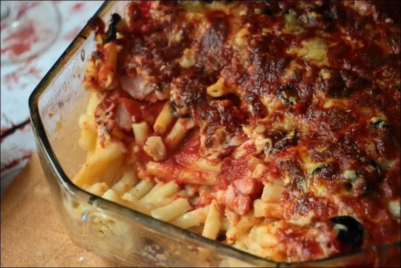 gratin pates jambon fromage sauce tomate