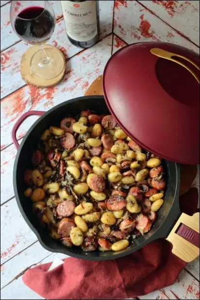 gratin de gnocchi a la saucisse montbeliard