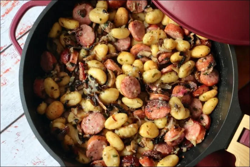 one pan gnocchis saucisse de montbeliard