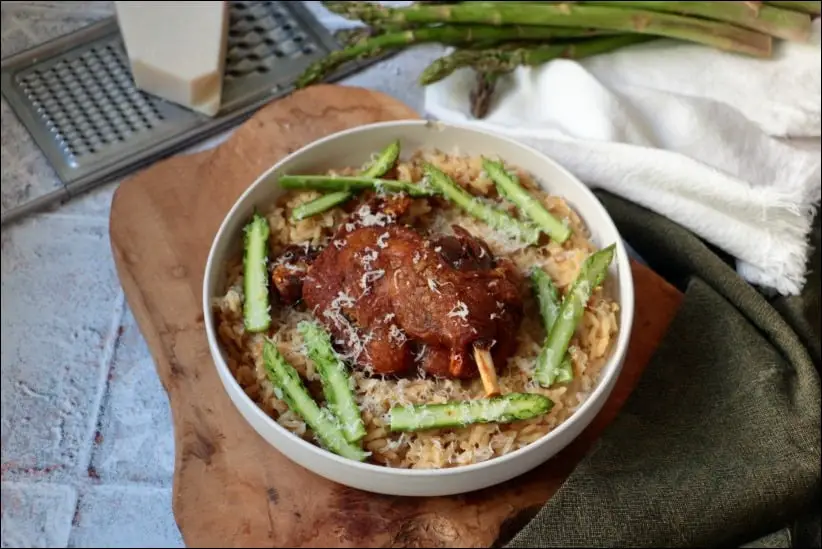 risotto d'asperges au confit de canard