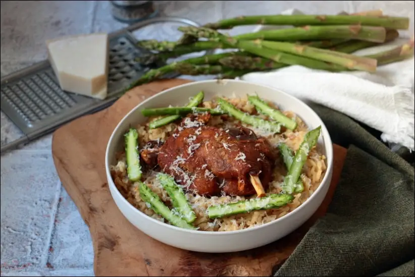 risotto d'asperges au confit de canard