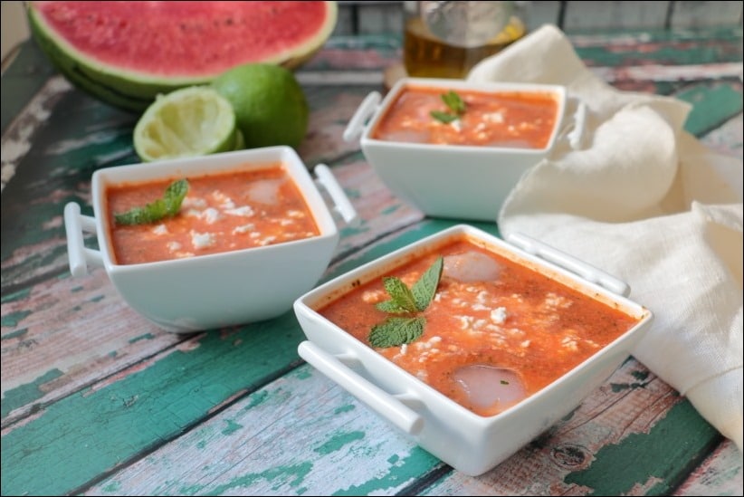 recette gaspacho pasteque poivron menthe