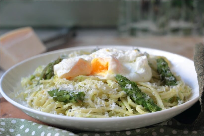 Linguine-creme-asperges-oeuf-poches (8) pates asperges creme parmesan