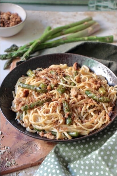 Pates-asperges-anchois (2) pates asperges pangrattato