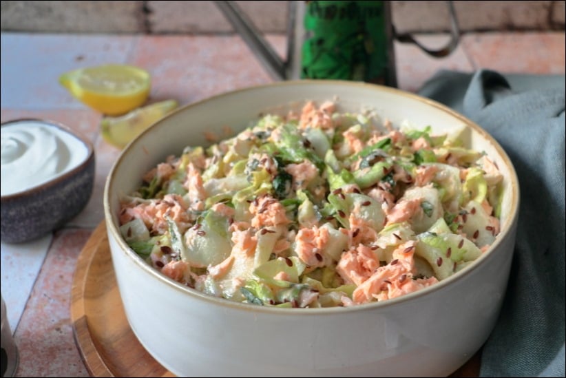 salade de concombre au fromage blanc et au saumon