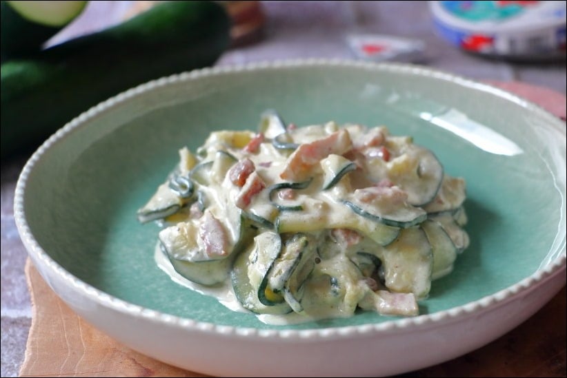courgettes lardons à la crème vache qui rit