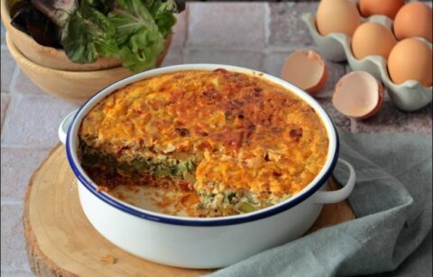 gâteau d'omelette aux légumes