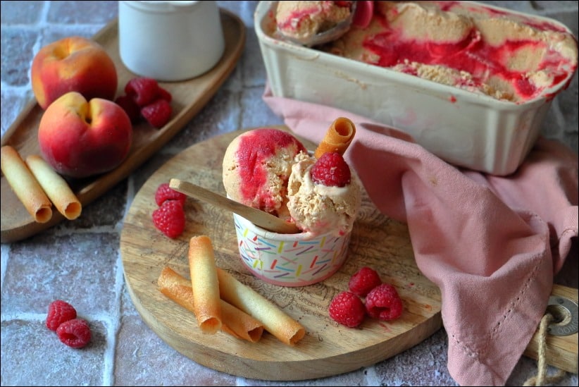 Glace-peche-melba (11) glace peche framboise avec sorbetiere
