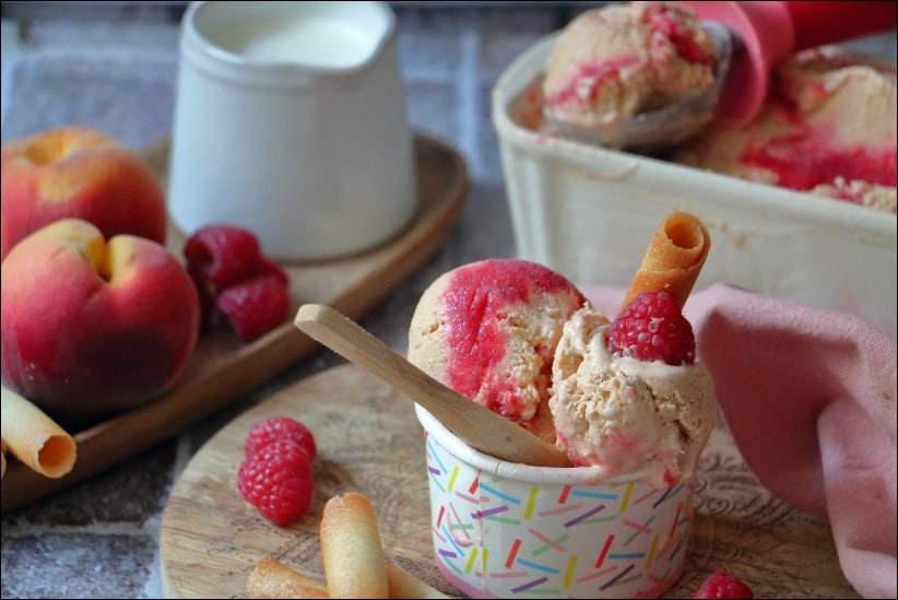Glace-peche-melba (15) glace peche framboise vanille