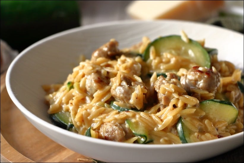Orzo-cremeux-courgette-saucisse (10) orzo saucisse et courgette
