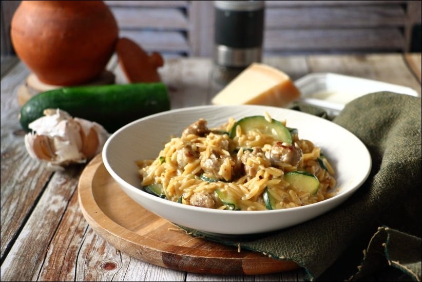 Orzo-cremeux-courgette-saucisse (11) orzo saucisse courgette