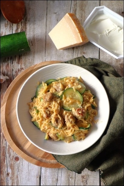 Orzo-cremeux-courgette-saucisse (12) orzo saucisse courgette parmesan