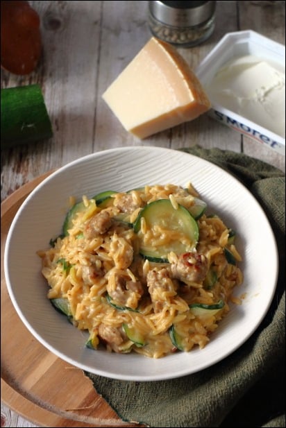 Orzo-cremeux-courgette-saucisse (15) orzo courgette parmesan