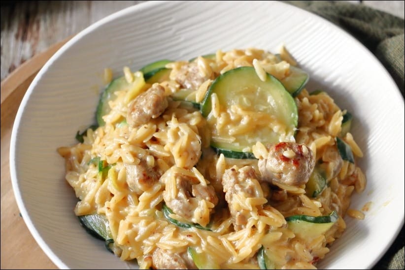 Orzo-cremeux-courgette-saucisse (18) orzo saucisse courgette façon risotto