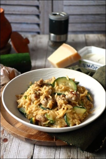 Orzo-cremeux-courgette-saucisse (7) orzo cremeux saucisse courgette