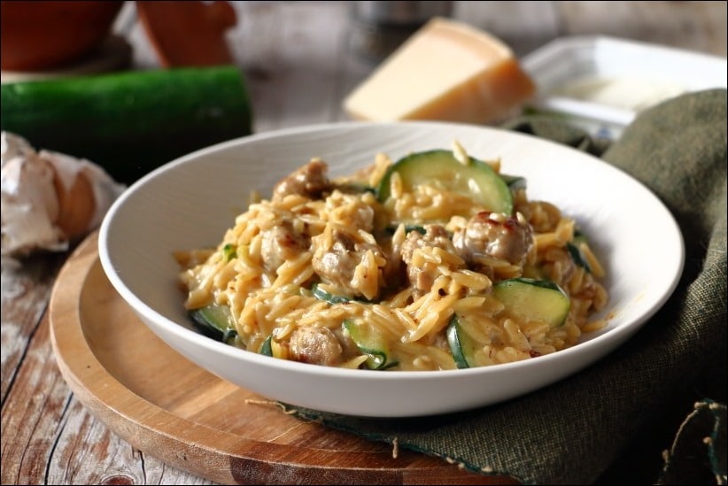 Orzo-cremeux-courgette-saucisse (9) orzo courgette saucisse