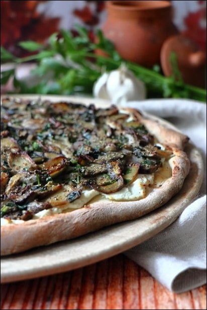 Pizza-blanche-cepes (4) pizza champignons ricotta