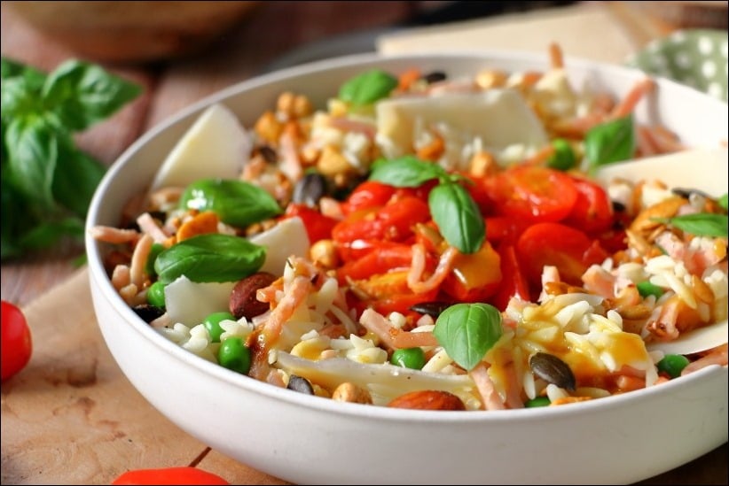 Salade-orzo-tomates-confites-petits-pois-chaud-froid (12) salade orzo tomates basilic parmesan