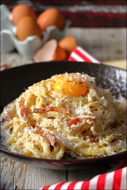 spaghetti carbonara avec oeuf