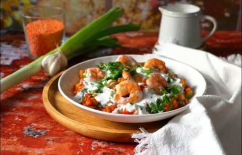 dahl de lentilles aux crevettes et coco