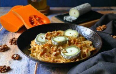 pates crémeuses au butternut et fromage de chèvre