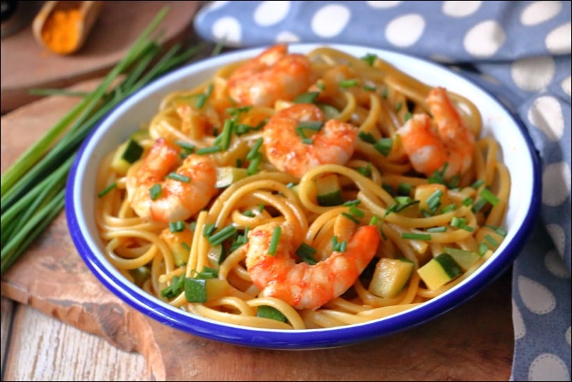 Pates_crevettes_facon_bisque (14) spaghetti avec creme fraiche et crevette