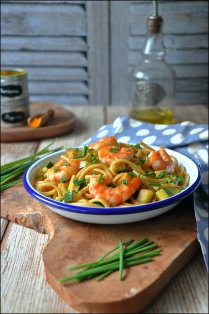 Pates_crevettes_facon_bisque (5) pates crevettes et courgettes