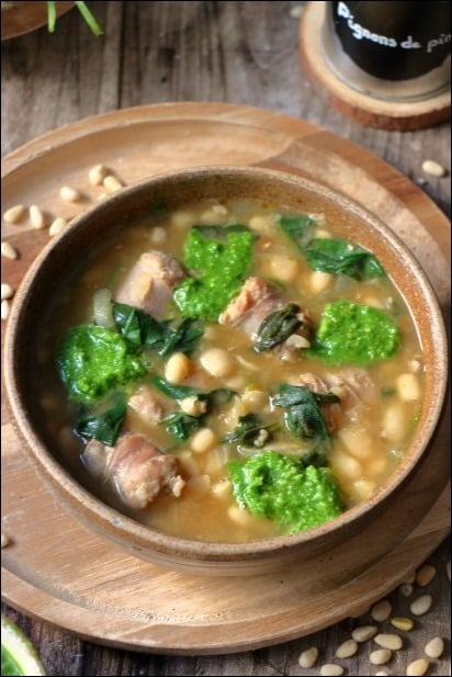 Soupe-haricots-blancs-saucisse-pesto-epinards (10) soupe repas haricots blancs saucisse