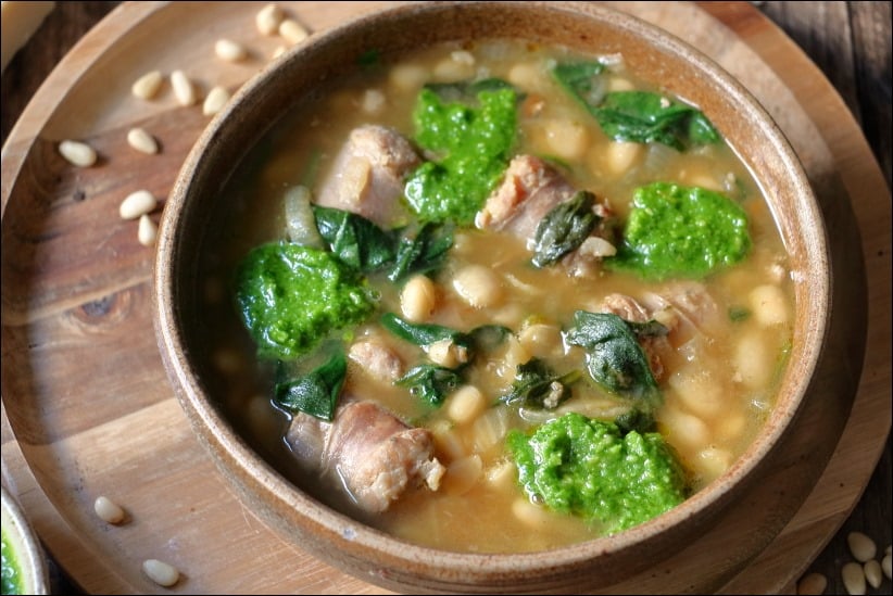 Soupe-haricots-blancs-saucisse-pesto-epinards (12) comment faire une soupe de haricots blancs