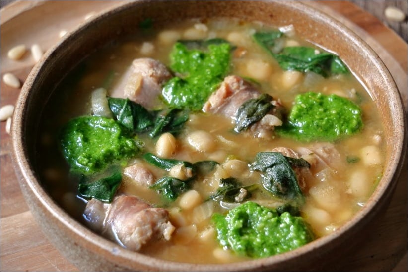 Soupe-haricots-blancs-saucisse-pesto-epinards (13) recette soupe paysanne haricots blancs