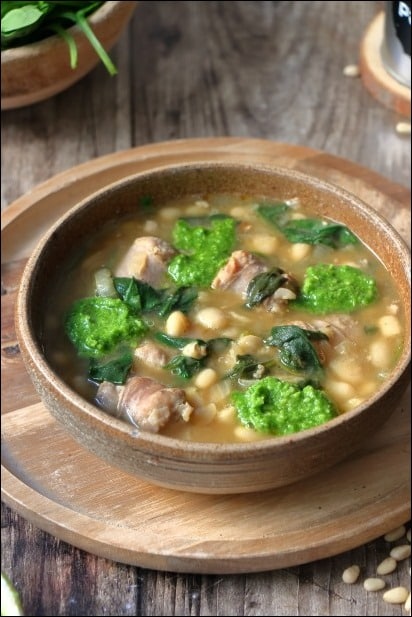 Soupe-haricots-blancs-saucisse-pesto-epinards (2) soupe haricots blancs saucisse epinards