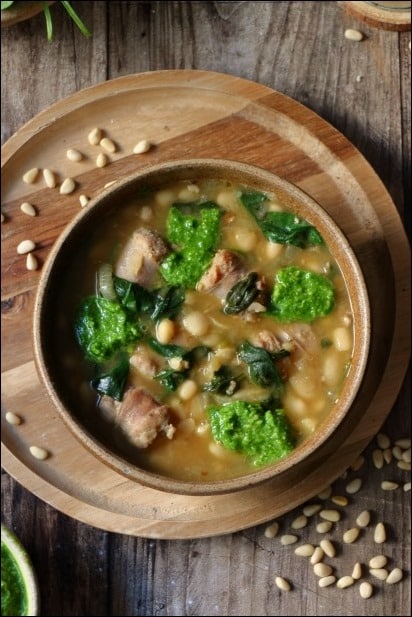 Soupe-haricots-blancs-saucisse-pesto-epinards (6) soupe de haricots blancs en boite